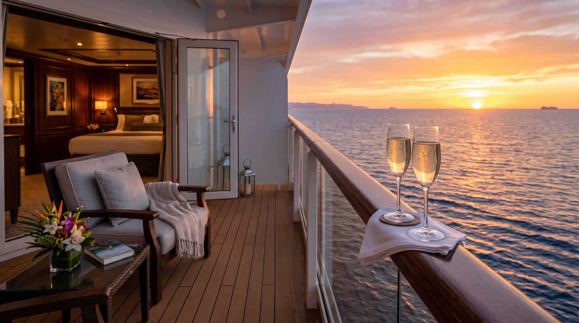 Private balcony suite on board