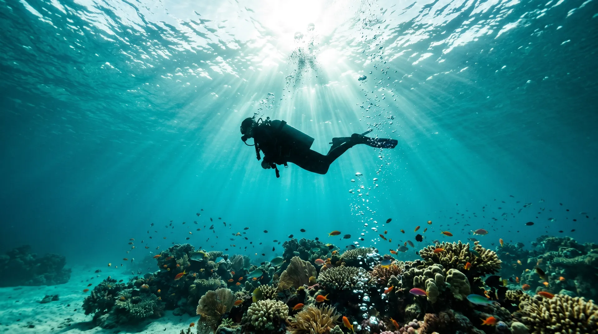 Coral reef and clear Caribbean water